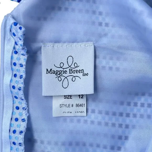 Maggie Breen Too Blue Polka Dot Sleeveless Shift Dress - Girls Size 12 - Picture 4 of 10